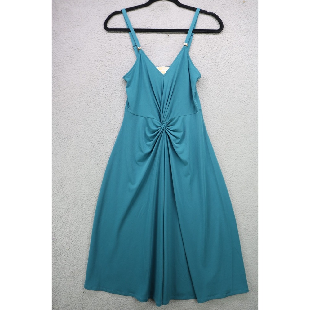 Michael Kors Center Twisted Babydoll Midi Dress-Size XS-Turquoise--Minimalist